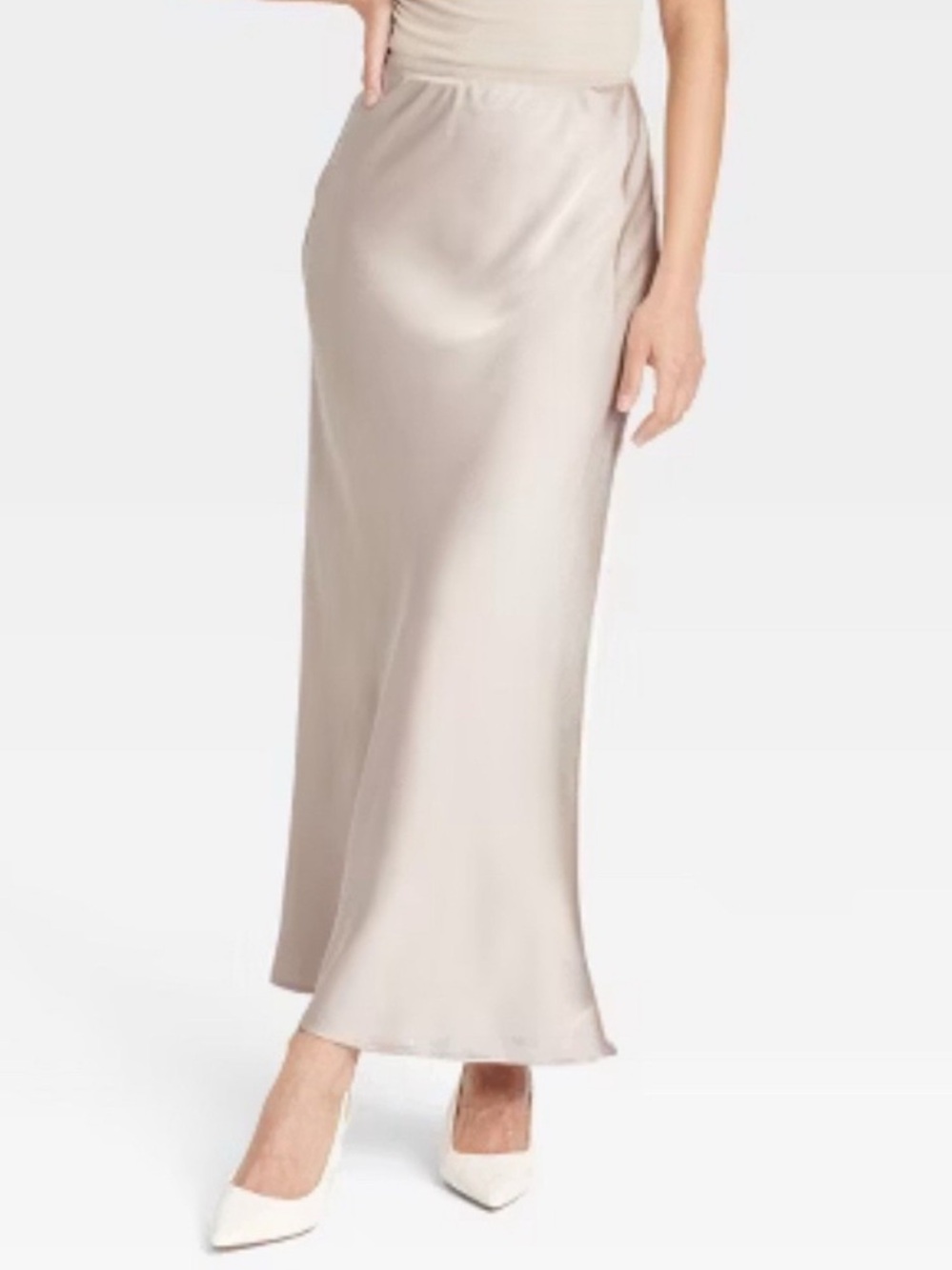 a new day Taupe Maxi Satin A-Line Skirt